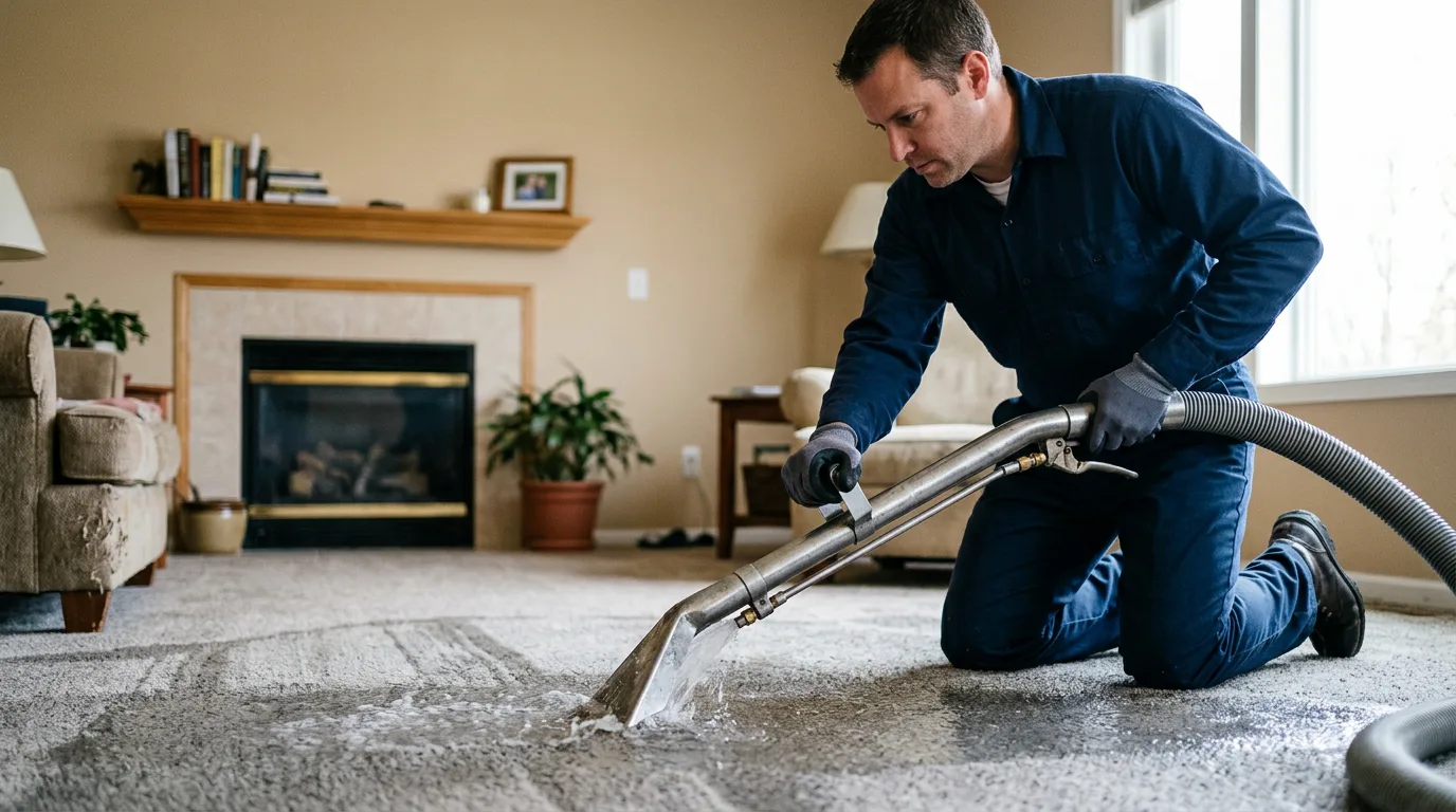 Water damage restoration technician working near Windsor, CT